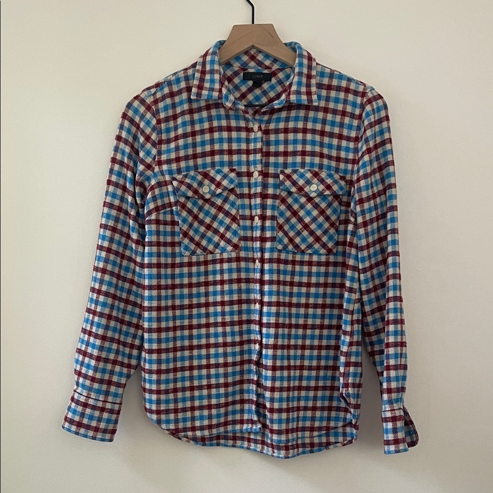 J.Crew Plaid Flannel Western Shirt Women’s 4 100% Cotton Plaid Button Up